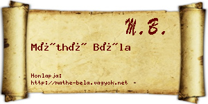 Máthé Béla névjegykártya