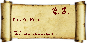 Máthé Béla névjegykártya